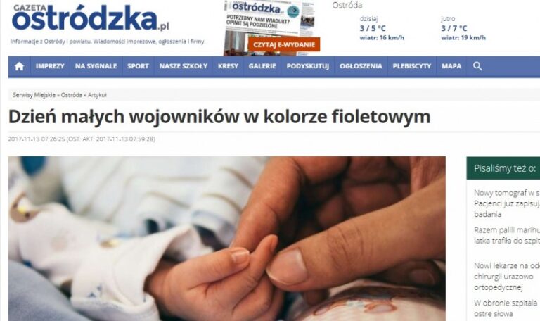 Artykuł Gazety Ostródzkiej o Dniu Wcześniaka w szpitalu