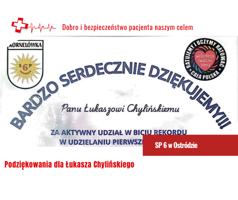 Podziękowania dla ratownika Łukasza Chylińskiego